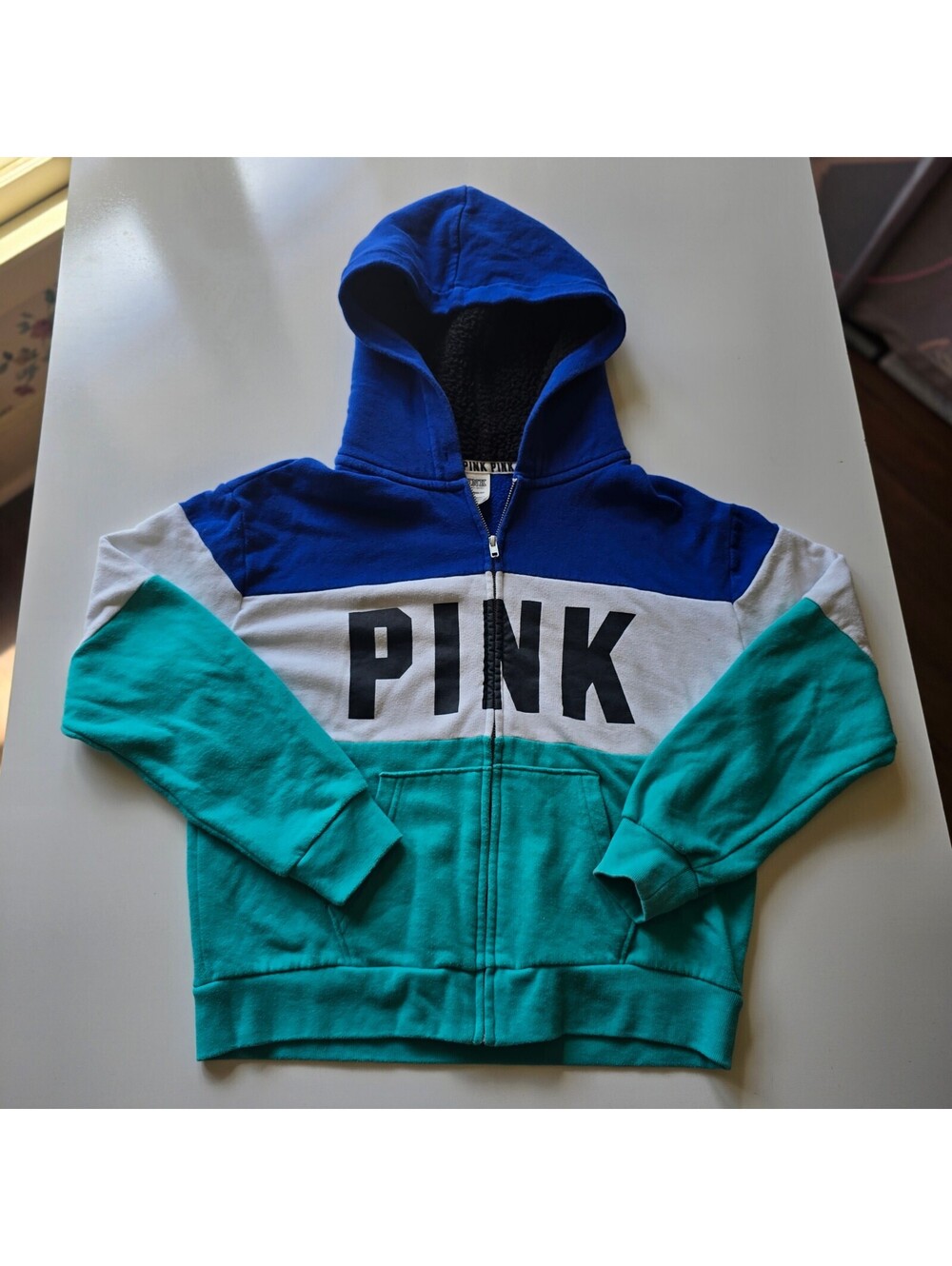Pink Victoria's Secret colorblock full-zip hoodie